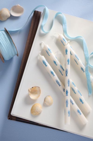 IB Laursen Kertelys Hvit m Bl&aring; fisk