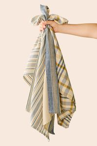 Hovedbilde IB Laursen Kj&oslash;kkenh&aring;ndkle Mikkel Natur m/bl&aring; og sennepsgule striper